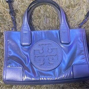 Tory Burch Metallic Blue Satchel